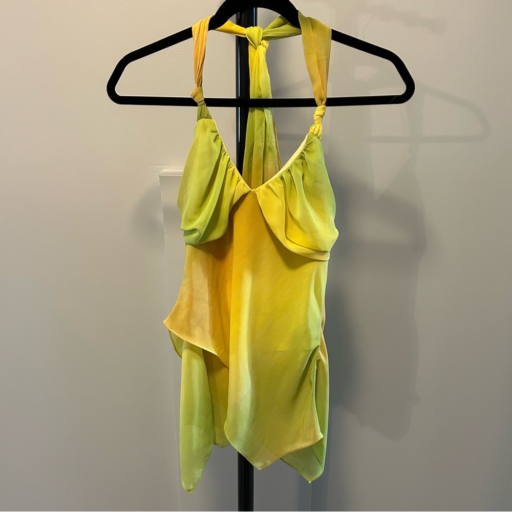 Minelli Yellow and Green Ombre Halter Tank Top